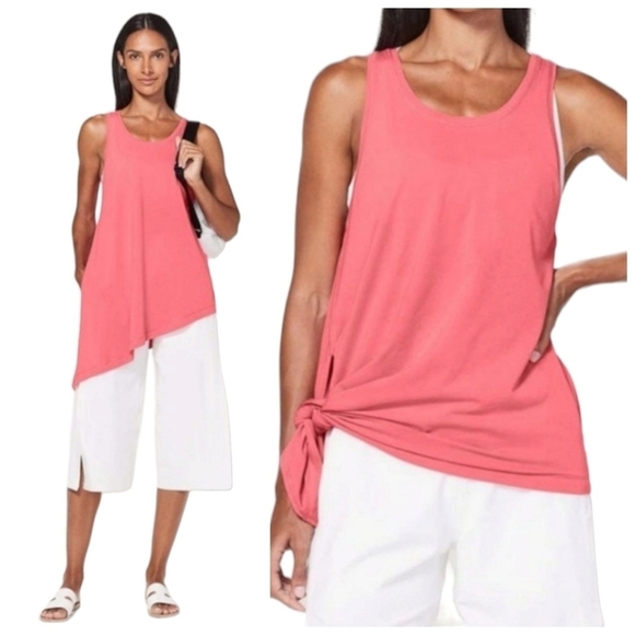 lululemon athletica Tops - Lululemon Athletica To The Point Side Tie Tank Top In Glossy Pink 10 Pima Cotton